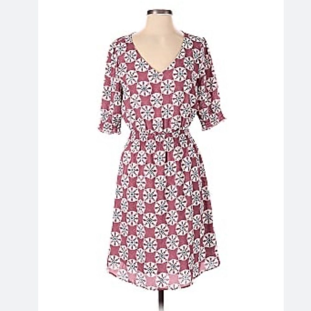 Octavia Mauve Geometric Floral Print Dress